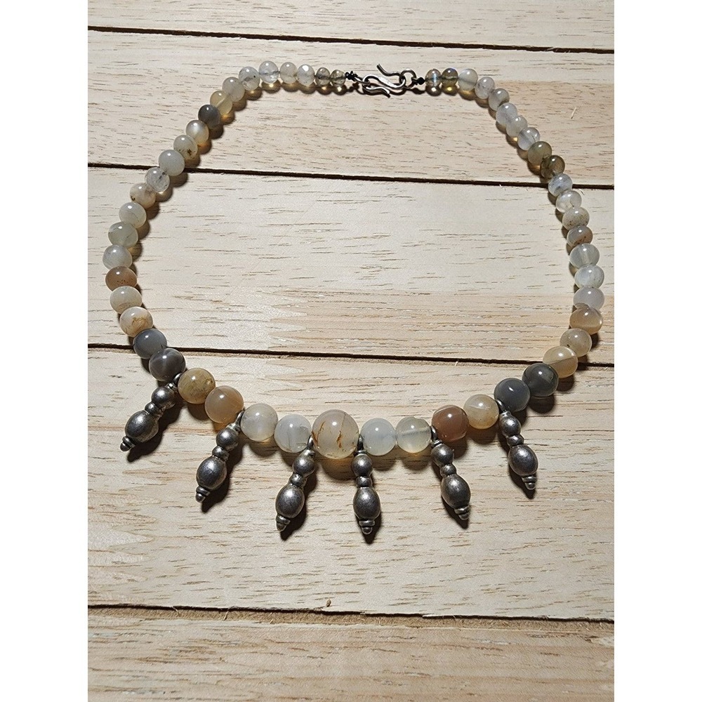 Vintage rainbow Moonstone sterling silver 925 necklace
